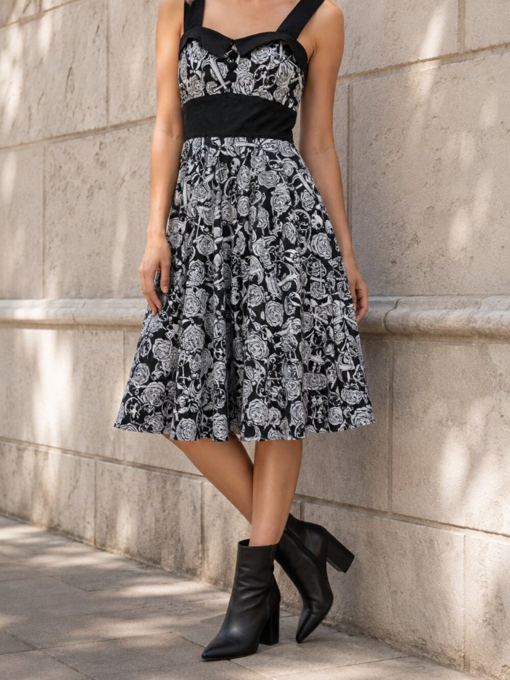 Hell Bunny Black And White Dress Size S